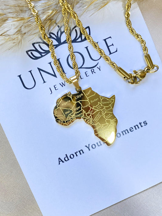 Africa Map Necklace