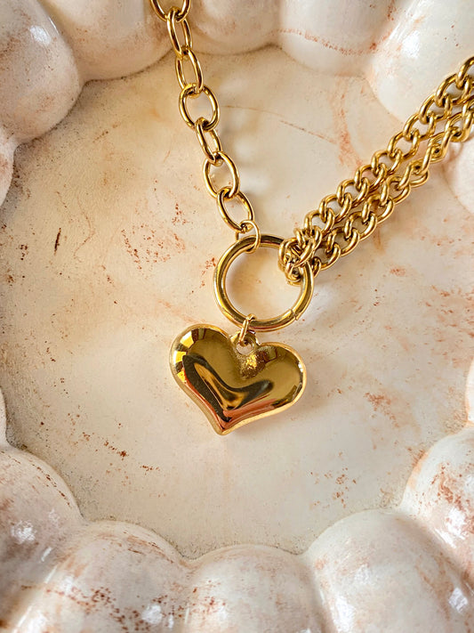 Chunky Heart Mixed Chain Bracelet