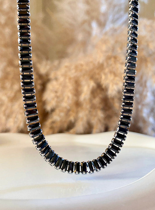 Black Baguette Necklace