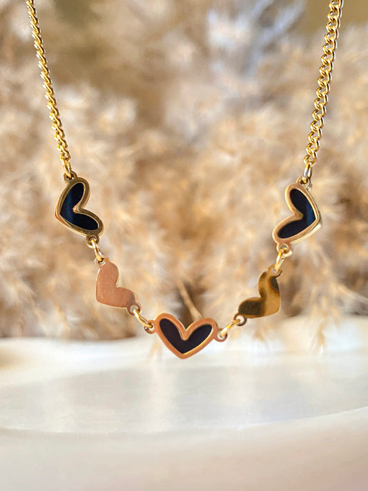Triple Black Heart Necklace