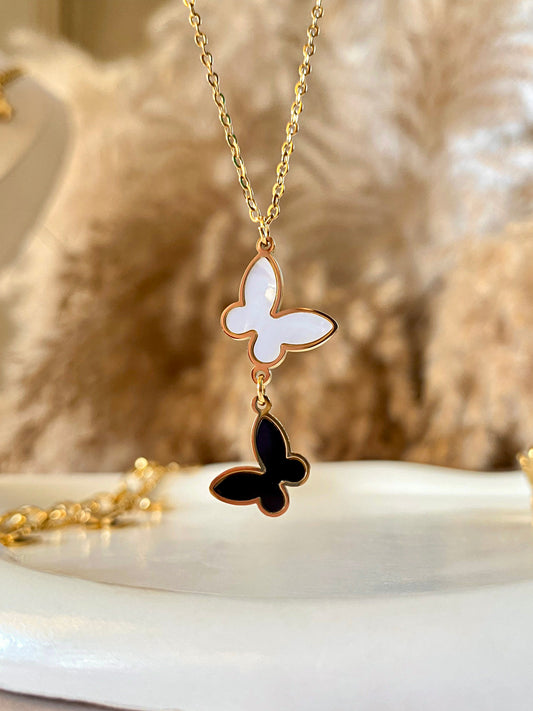 Black & White Butterfly Necklace